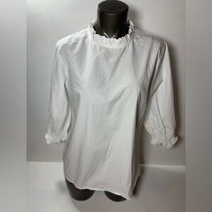 Gucci White Ruffled Heavy Cotton Poplin Blouse